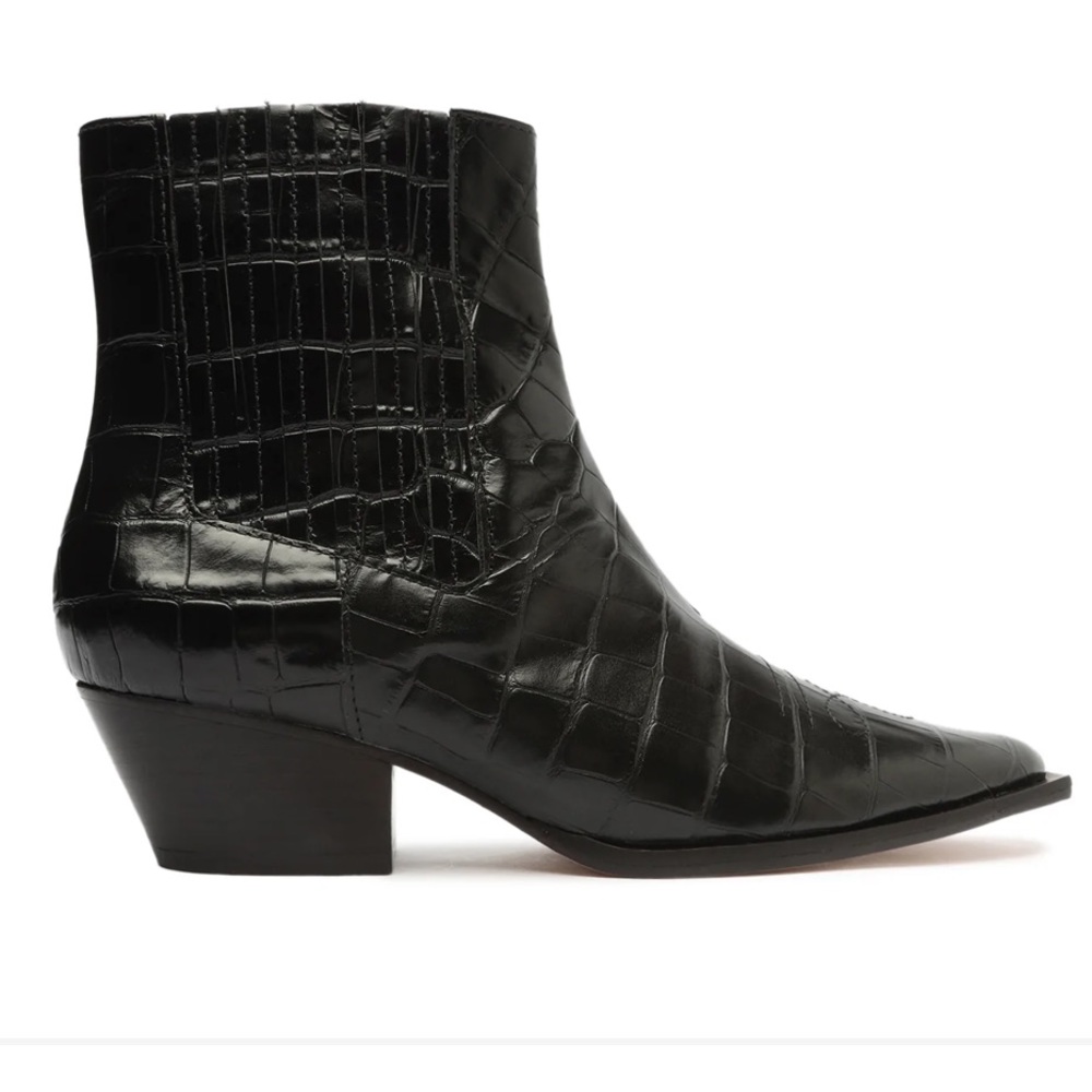 Schutz Briani Crocodile Embossed Leather Bootie